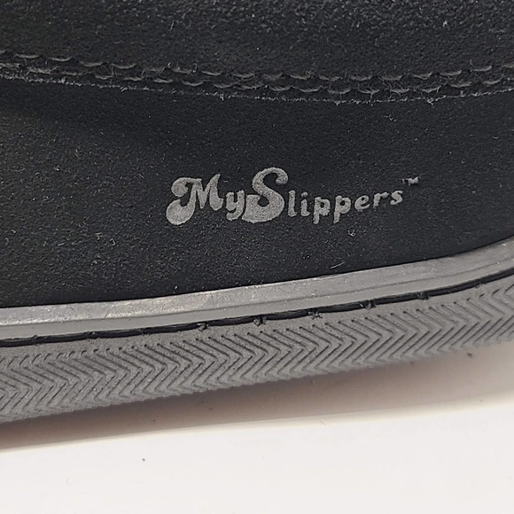 MYSLIPPERS Slip On Black Suede Faux Fur Lining 74019-11 ‎ Men's Size 10 - Picture 11 of 14